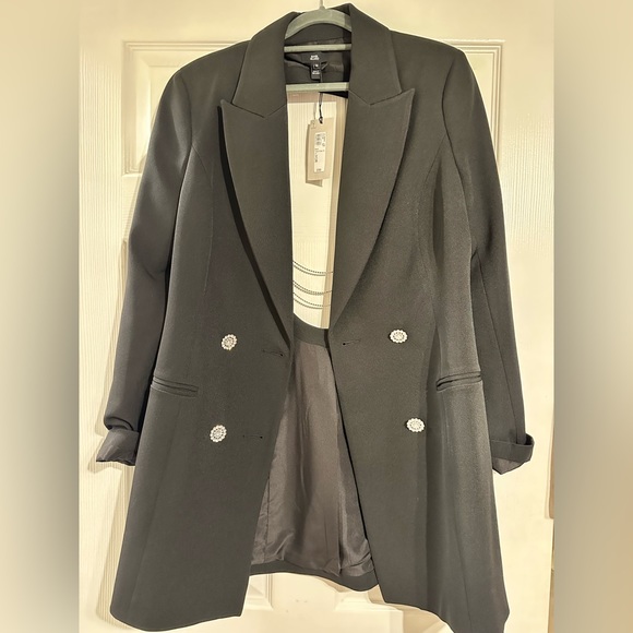 NWT Petite Black Embellished Blazer Dress - Picture 2 of 4